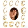Ensemble de 12 Boucles d'Oreilles Manchette Dorées pour Femmes Sans Perforation Forme C Cristal Torsadé Empilables Cartilage Boucles d'Oreilles Tendance Nouveauté