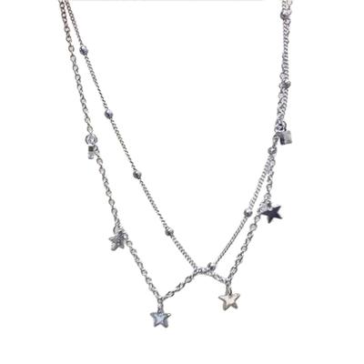 Star Beaded Strand Necklace Star Pendant Choker Fashion Accessory Neck Jewelry Alloy Material for Fashionable Ladies