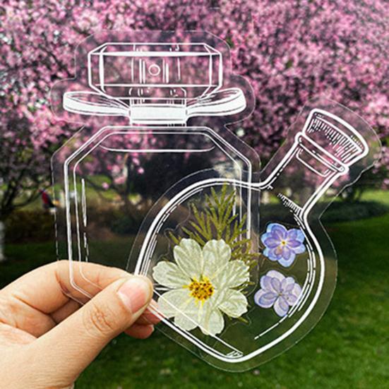 20 Pcs DIY Handmade Transparent Dried Flower Bookmark Clear Jar Bottle Shaped Stickers for Pressed Flowers Page Clips Bookmark