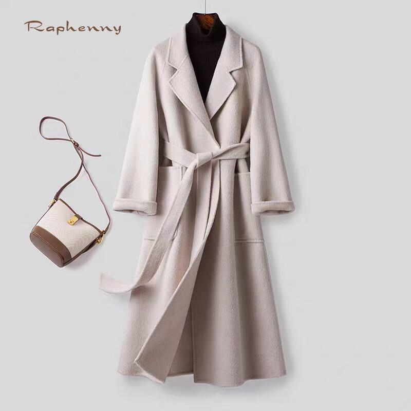 

Пальто жіноче двостороннє з вовни та альпаки з поясом M