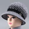Hat Female Autumn and Winter Rabbit Hair Big Eaves Knitted Hat Old Hat Old Lady Fleece Warm Wool Hat