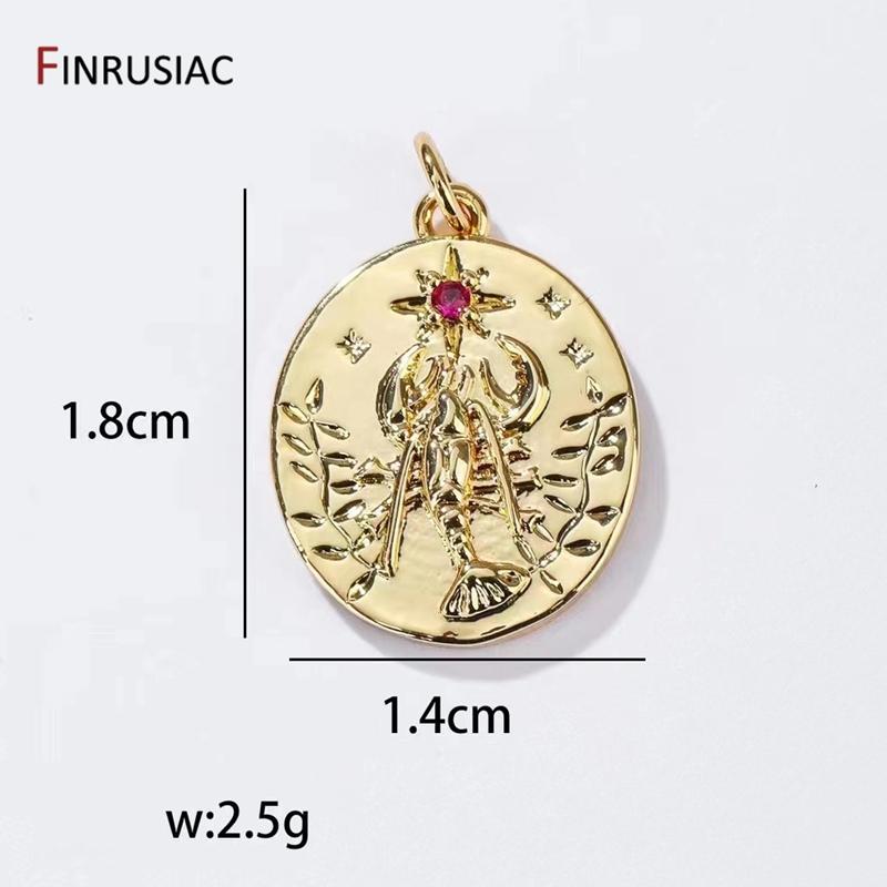Позолоченная латунь 14K, цирконий, подвески в морском стиле для изготовления ювелирных изделий, монетка-подвеска для DIY ожерелья, браслета, аксессуары 1 piece