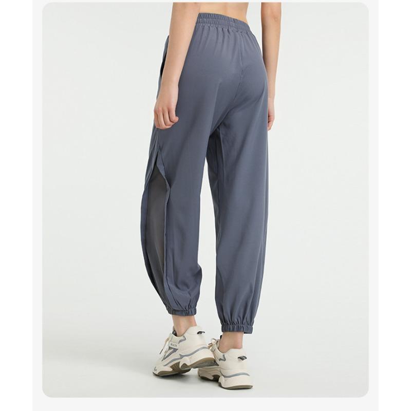 Women's Loose High Waist Quick Dry Pants Mesh Quick Dry Yoga Pants Drawstring Plus Size Fitness Pants