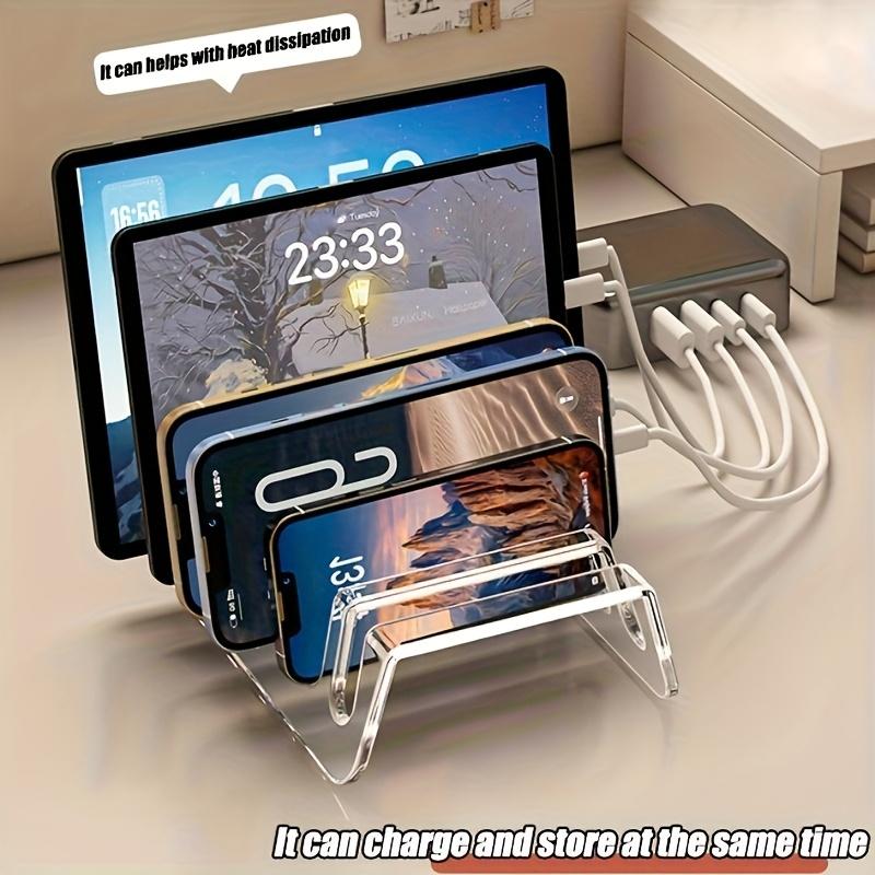 6/8 Compartimentos para Tableta Multi-dispositivo, Caja de Almacenamiento Electrónica, Soporte de Carga para Teléfono de Escritorio, Soporte, Acrílico, Fácil de Organizar