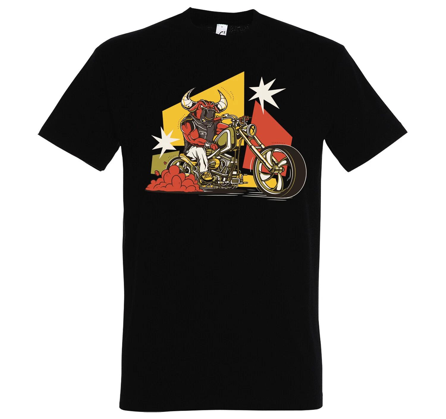 Youth Designz BikerBull Mens T-Shirt Bull Bull Biker Motorcycle Logo Cool Fun 4XL