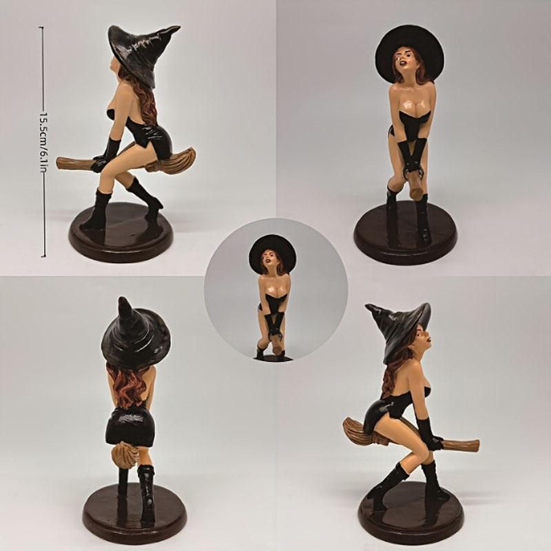 Spellbound Beauty Sexy Witch Bookshelf Figurine Witch Statue Gothic Home Decor