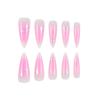 24PCS Ins Style Long Stiletto Wearable Press On Nails Sweet Pink Blush Gradient with Star Patterns Fake Nails Simple Design Nail