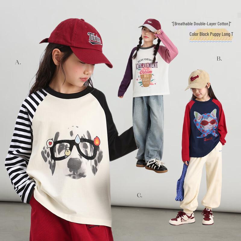 LUSON Girls  2025 Autumn Raglan T-Shirt 150
