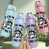 1PC Moody Raccoon Funny Quote 750ml Color Plastic Sports Water Bottle Leakproof Flip Straw Lid Suitable for Sports Office Home Use