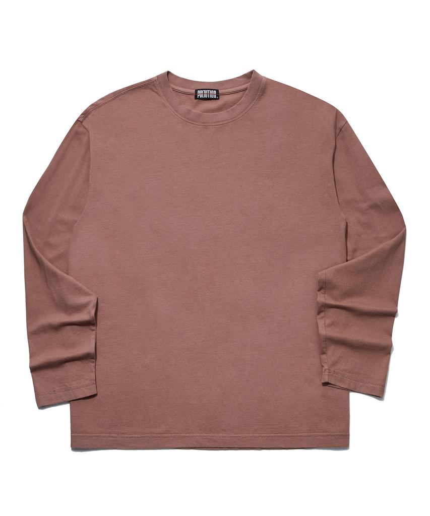 POLLUTION Pigment Back Logo Long Slv T Dust Brick