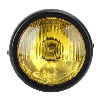 Farol Redondo para Motocicleta Retro Lente Amarela Farol de Cabeça Modificação Serve para GN125