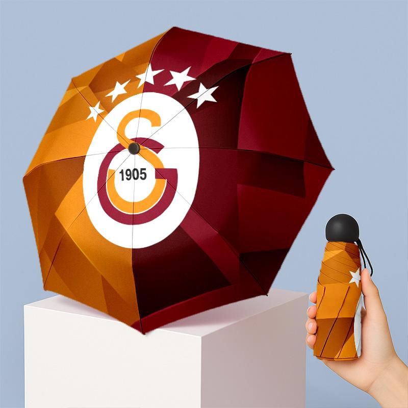 Galatasaray FC Mini 5 Fold Pocket Umbrella Compact Lightweight Anti UV Rain Sun Protection Umbrella Portable Travel Umbrella