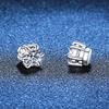 Moissanite Magnetic No-Piercing S925 Sterling Silver Stud Earrings, Classic Six-Prong Unisex Design