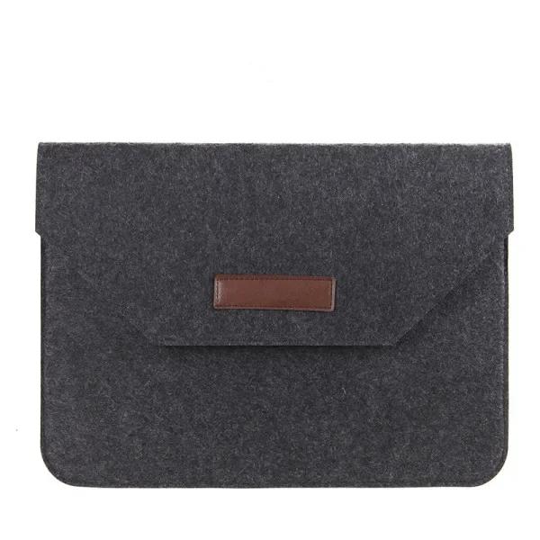 12/13.3/14/15/15.6/16 inch Laptophoes Vilt Ultralicht Notebook Tablet Pad Hoes Meerdere Zakken Pouch Bag Aktetassen Voor Macbook 11-12 inch zwart