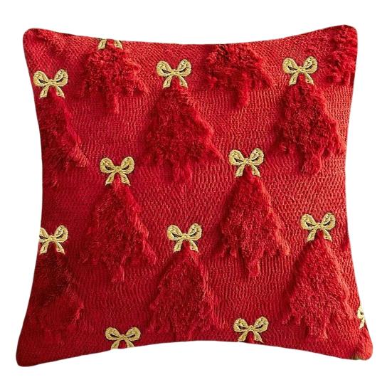 Christmas Pillowcase 3D Embroidery Tree Pattern Winter Holiday Throw Pillow Cushion Cover Festive Home Decor