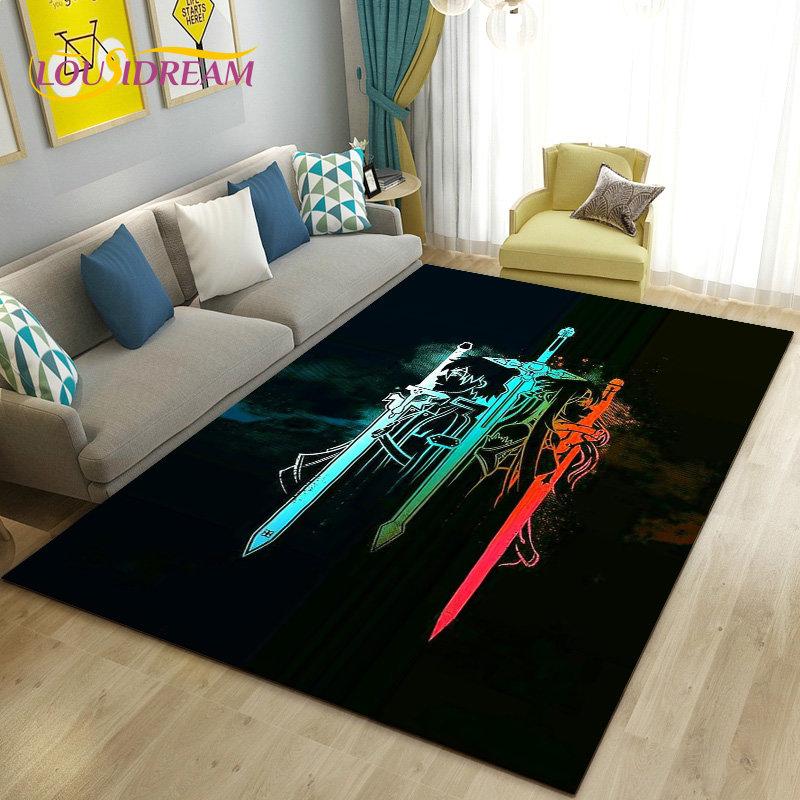 SAO Sword Art Online Anime Area Rug Large,Carpet Rug for Living Room Bedroom Sofa Doormat Decoration, Non-slip Floor Mat Cover