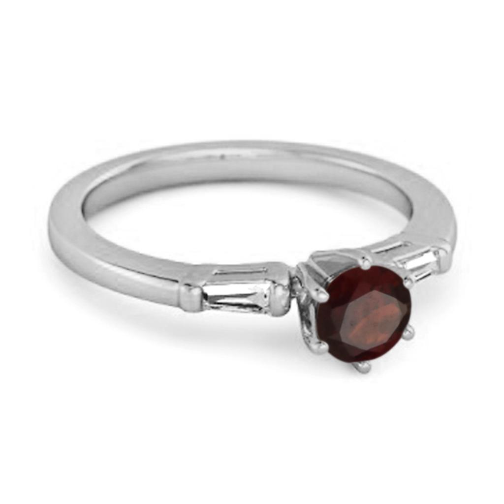 Garnet Three Stone Ring - 925 Sterling Silver