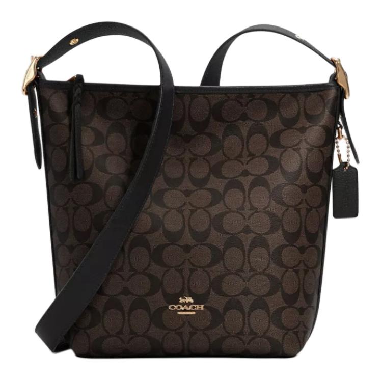 

New COACH Duffle PVC Crossbody Bag, Shoulder Bag Medium Size Women s Dark Brown C2819-IMAA8 23.1*5.1*29.0CM