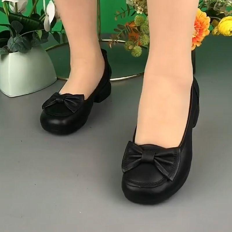 Bow casual Doudou loafer women's shoes spring, summer and autumn four seasons mother middle-aged and elderly low-heeled comfortable mother shoes