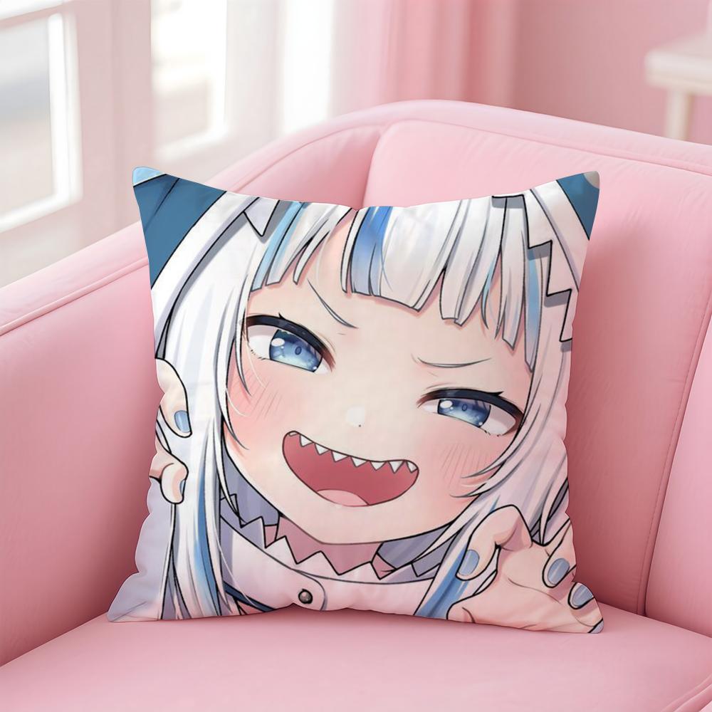 Cute G-Gawr Gura Cushion Cover Comfortable Reversible Pillow Cover Ideal for Car Sofa Bedroom & Beyond 12x12Inch