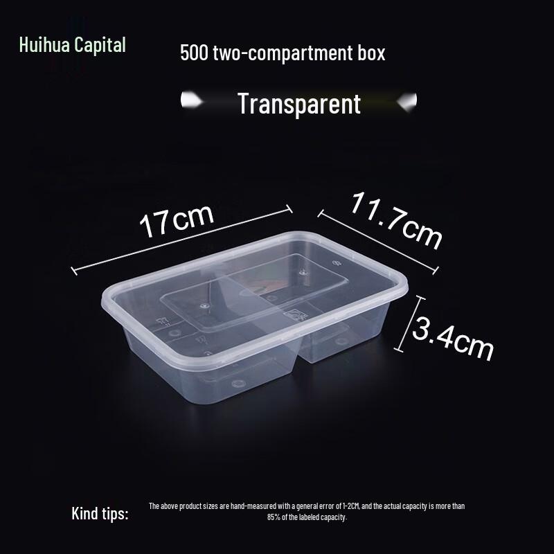 HUIHUADU Disposable 2-Compartment Meal Prep Containers