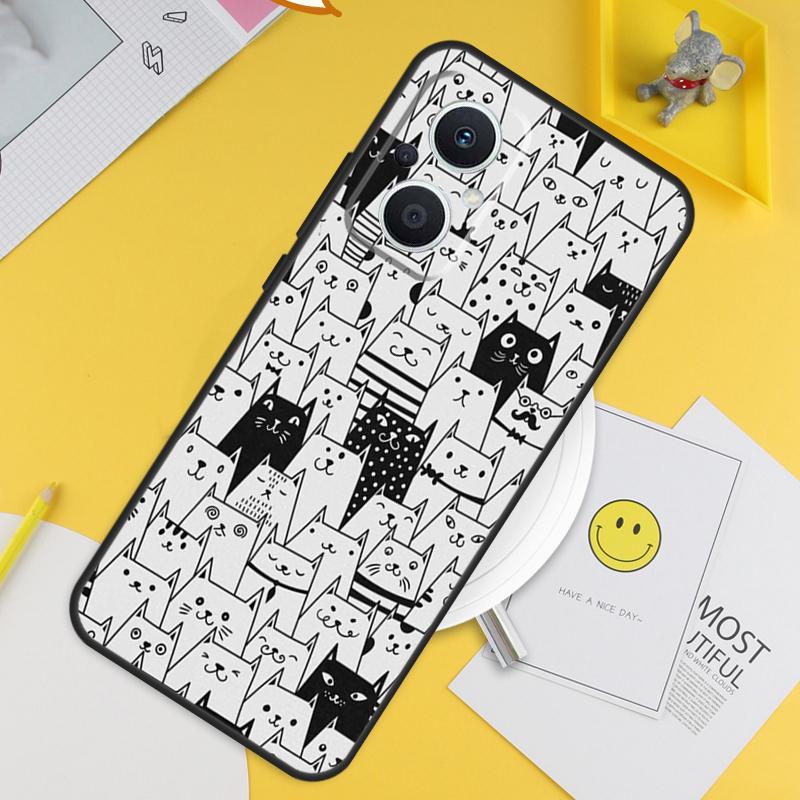 Funny Cat Collage For OPPO Reno 13F 11F 12F 14F 10 11 12 13 14 Pro 8T 7 8 Lite OPPO Find X8 X6 X5 X9 Pro Case