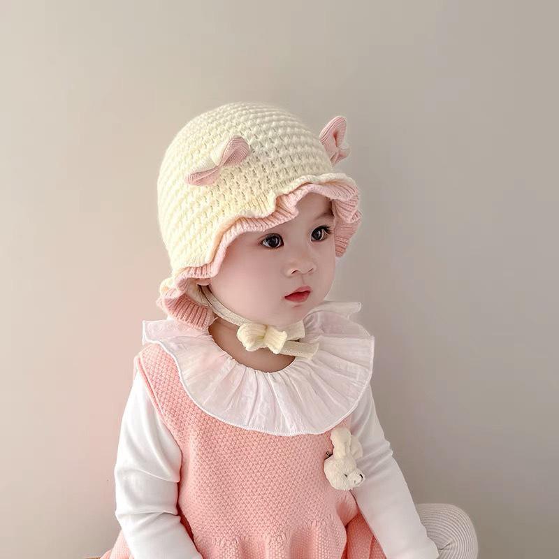 Baby Wool Hat Cute Ear Protection Hat Children Winter Thickened Warm Knitted Baby Cap