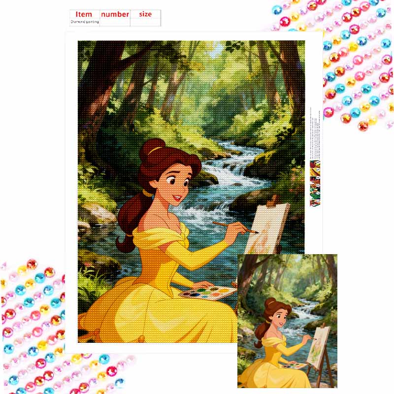 Disney Belle painting in forest 5D handmade diy diamond painting, home wall decoration
