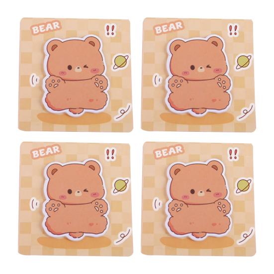 

4Pcs Sticky Paper Cute Special-Shaped Cartoon Design Self Adhesive Note Pads Stable Stickiness Thickened Ink-Proof Paper Compact Portable for School D