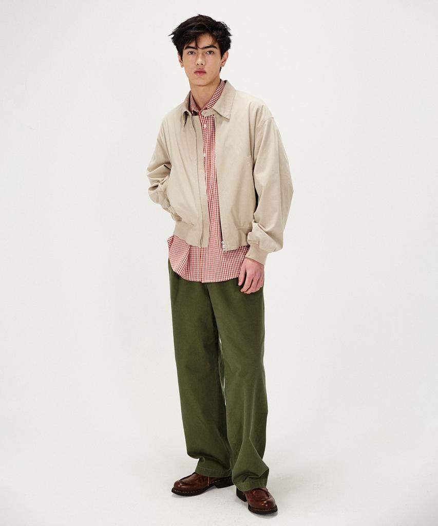 SHIRTER Cotton Drill Wide Chino Pants (Olive)