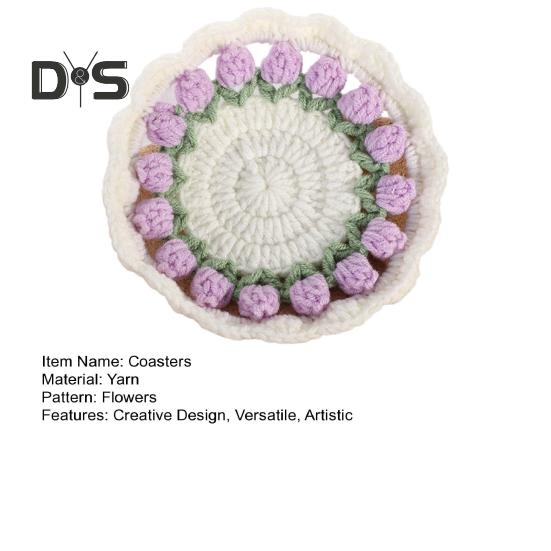 Descanso de Copo Tulipa de Crochê Feito à Mão Almofadas de Flores para Xícaras de Café Chá Multiuso Decoração de Casa Bar e Presente Criativo para Chá de Casa Novos Aniversários