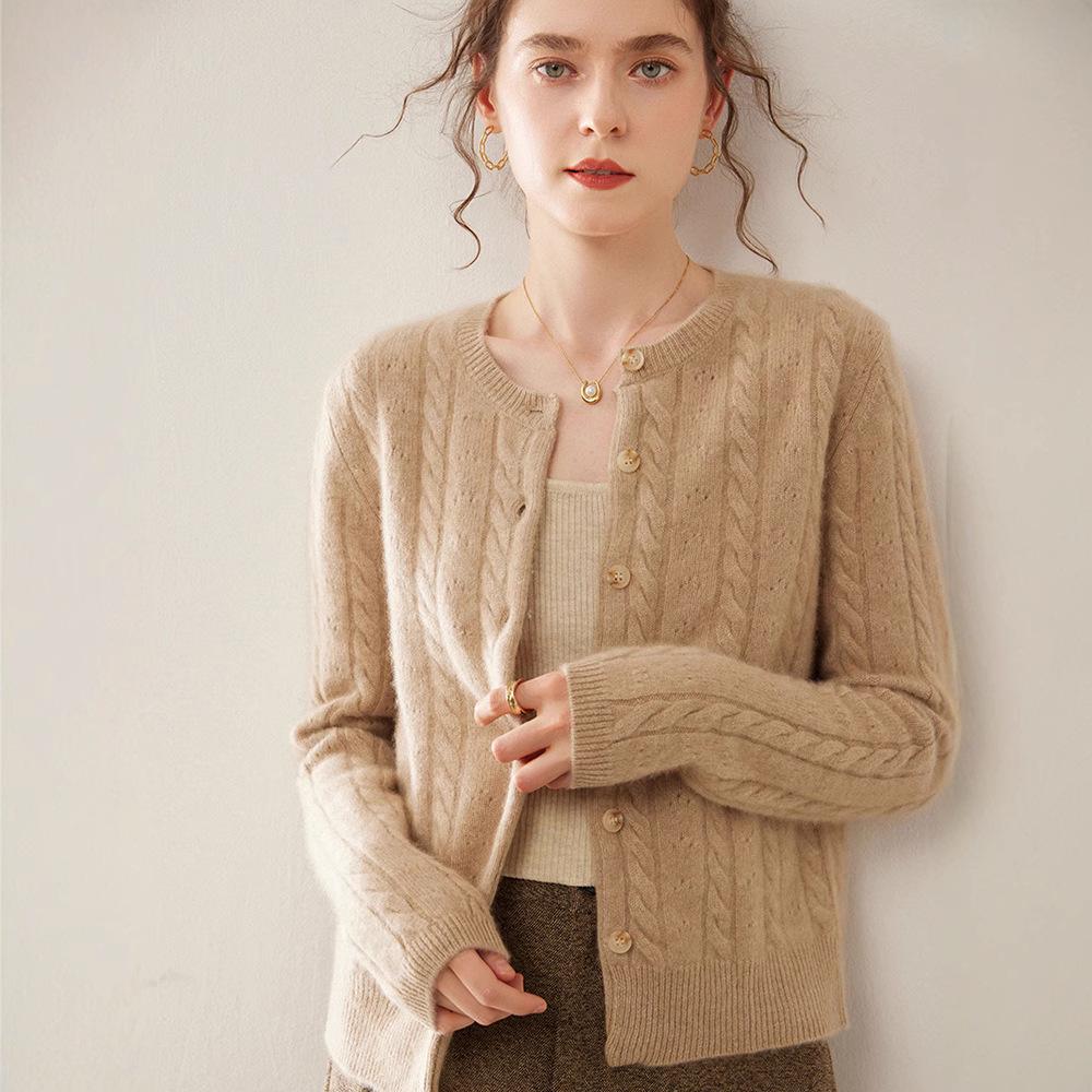 Women's Cashmere Single-Breasted Knit Cardigan - Autumn Winter Style, Versatile and Elegant Sweater Coat