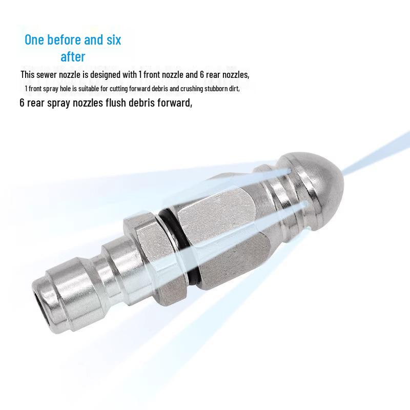 Newcomer Exclusive: 1/4 Quick Connect High-Pressure Car Wash and Sewer Cleaning Nozzle with Pagoda Front & 6 Rear Jets