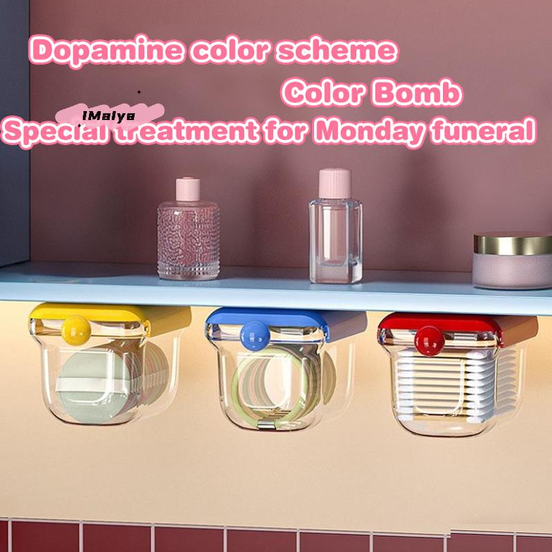 Transparent Bathroom Cotton Stick & Makeup Storage Box Pull-Out Drawer Style Bedroom Mirror Cabinet Organizer