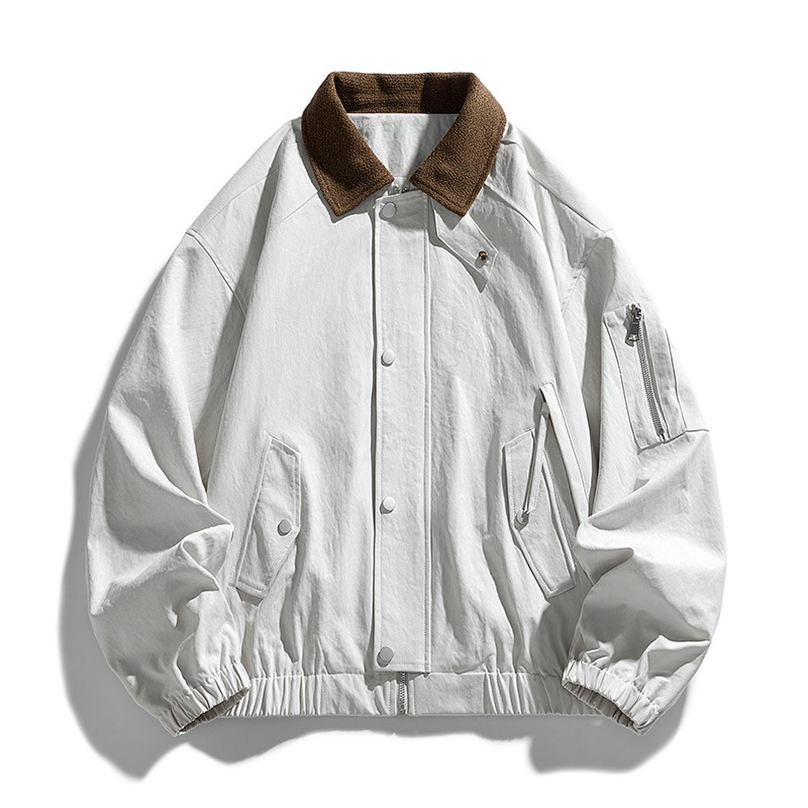 

American Overalls Lapel Men s Jacket Retro Loose Casual Ruffian Handsome Couple Baseball Coat XXXXL