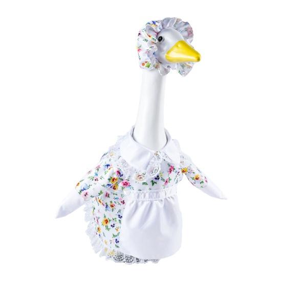 Spring Flower Porch Goose Outfit for 23 Inch Cement Goose Wildflower Floral Goose Clothes for Spring Summer Outdoor Patio Yard Lawn Decoration