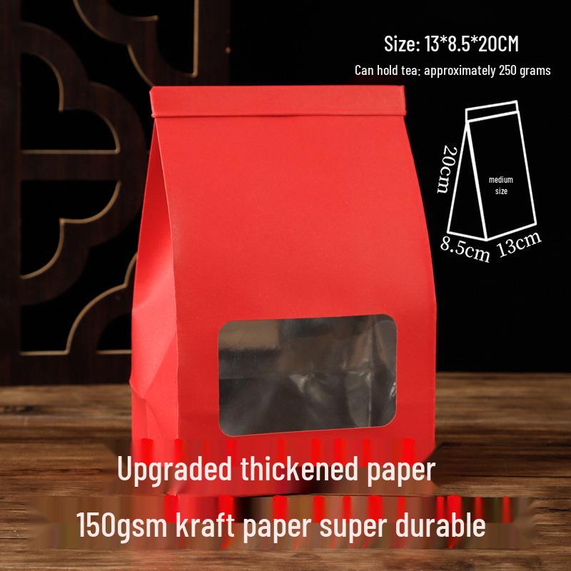 Custom Kraft Paper Tea Bag with Transparent Window and Self-Sealing Aluminum Foil Wire Seal