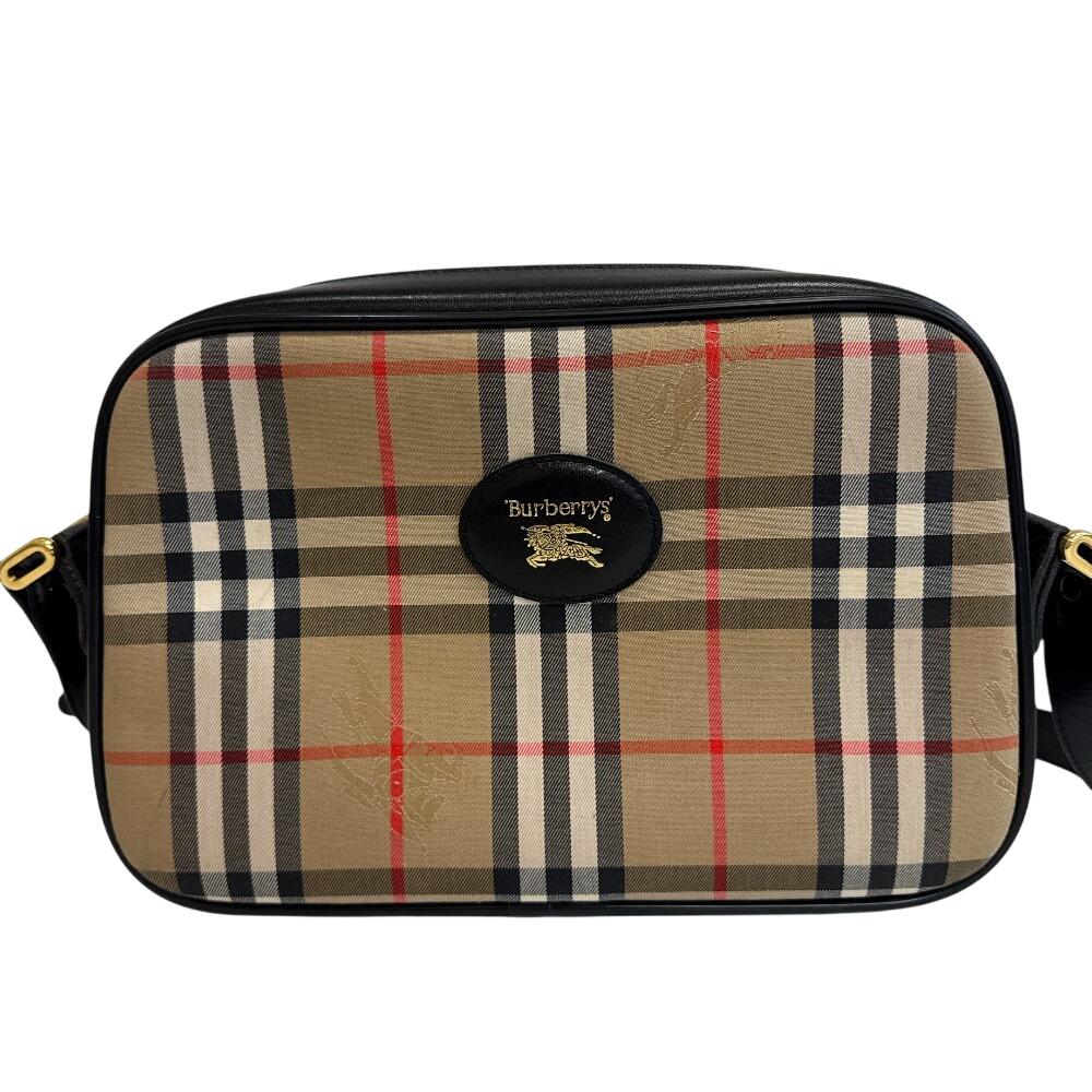 Burberrys Нова Check Винтажная холщовая сумка через плечо бежевый холст Б/у