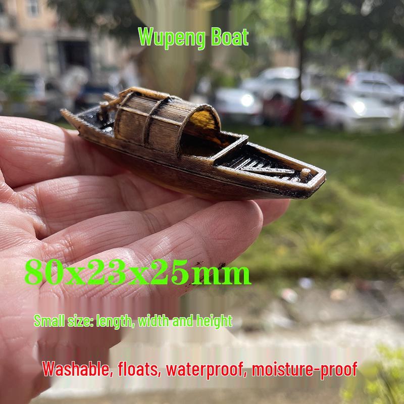 Floating Chinese Antique-Style Fishing Boat Model: Outdoor and Indoor Aquatic Landscape Decor