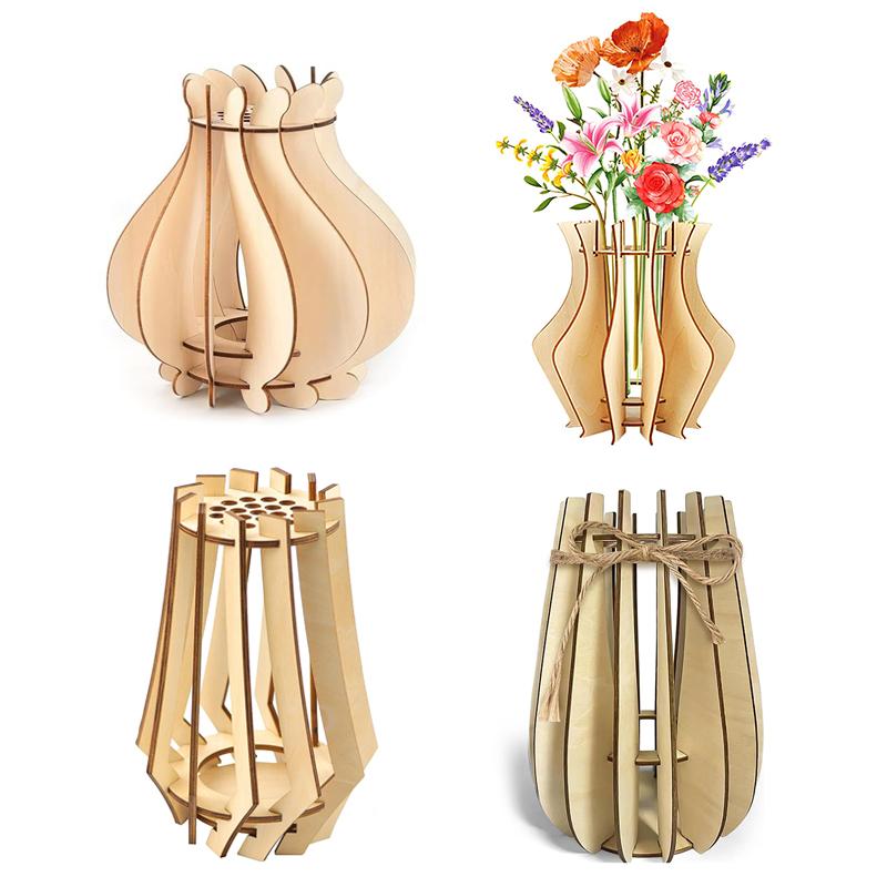 3D Holzpuzzle Blumenvase Blumenvase Bauset Nahtlose Passform DIY Holzbastelarbeiten Hobbyset Für Café Schlafzimmer Dekoration