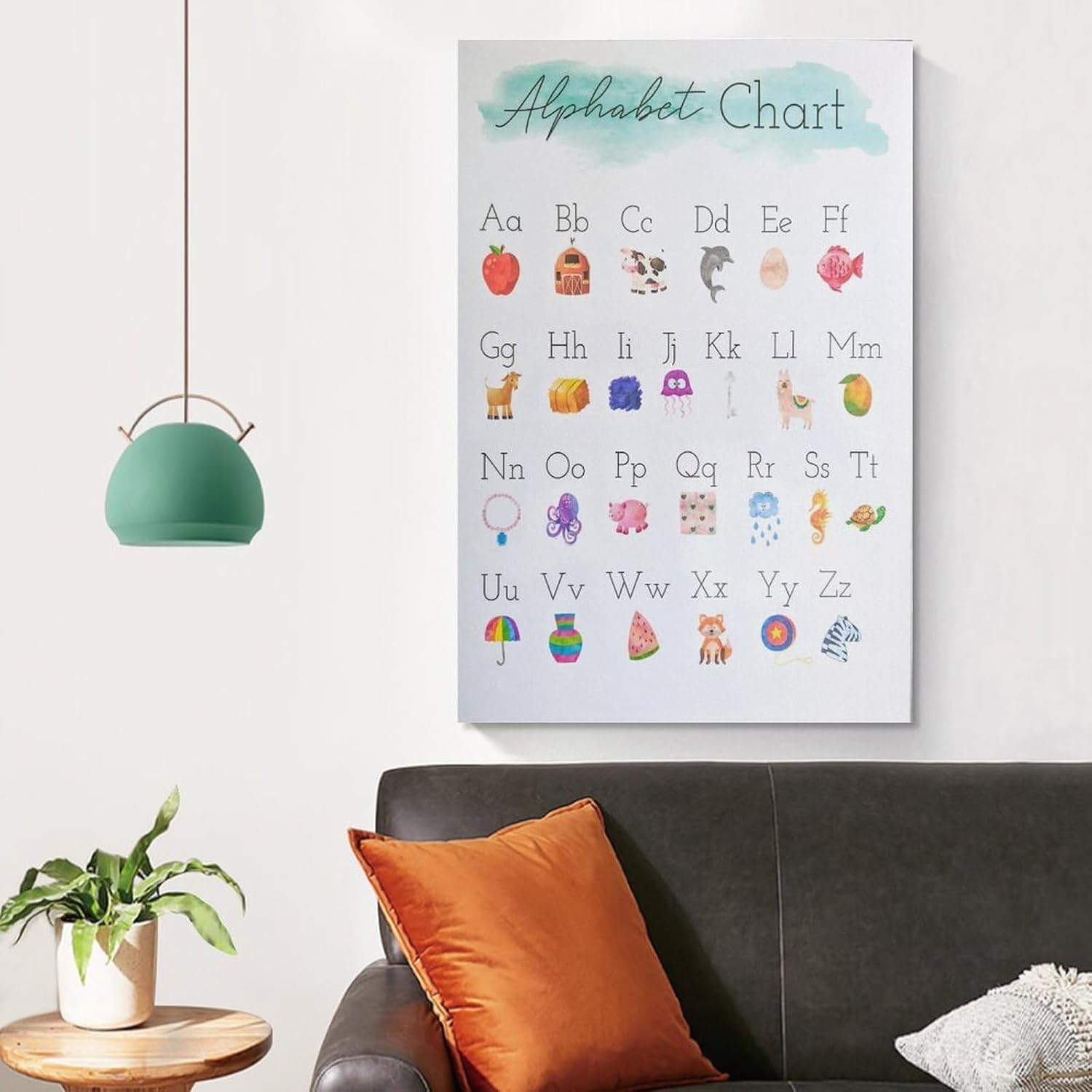 ABC Poster, Alphabet Poster, Alphabet, Letter Sounds, ABC Chart, Educational Chart Canvas Poster Wall Art Decor Print Picture Paintings for Living