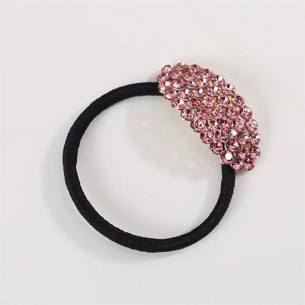 Angel Shushu Crystal Round Cubic Hair Tie Pink Pretty Hair Tie Black Hair Tie Women s Hair Tie