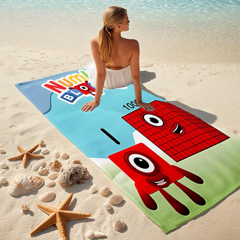Beach Towel with Numberblocks7 Pattern - soft,absorbent,machine washable Lightweight&Modern,swimming,Travel Essentials