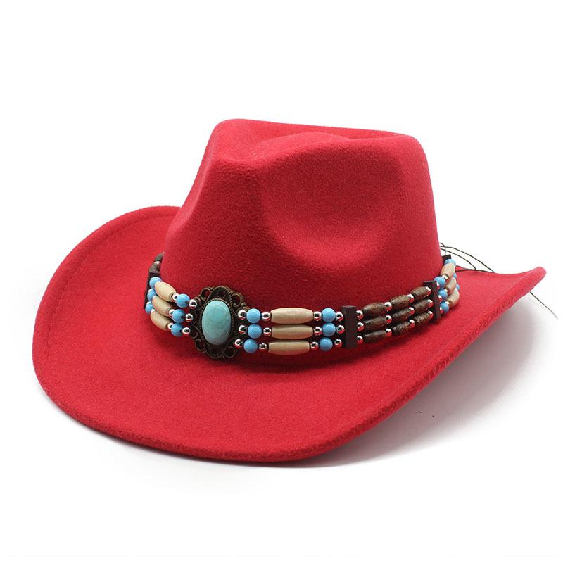 Spring Men'S And Women'S Riding Woolen Felt Hats Western Cowboy Hats British Classic Retro Wide-Brimmed Top Hats