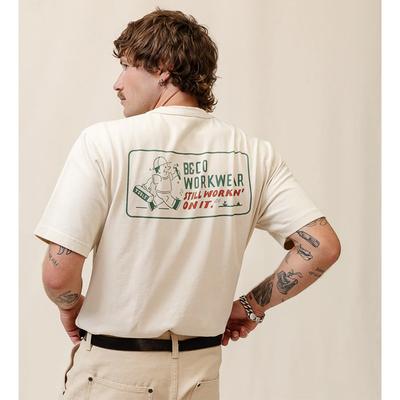 WORK WEAR American Retro Sports Style Illustration Letter Printing Pure Cotton Short-sleeved T-shirt Men