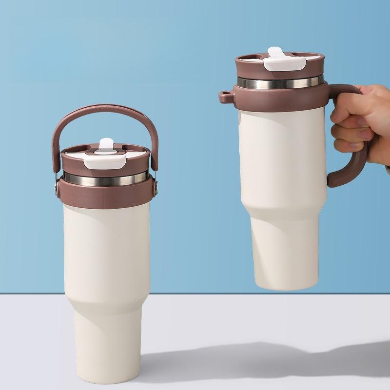 40oz Double Wall 304 Stainless Steel Tumbler with Handle, Dual Drink Sliding Lid Large Capacity Iced Coffee Cold Cup