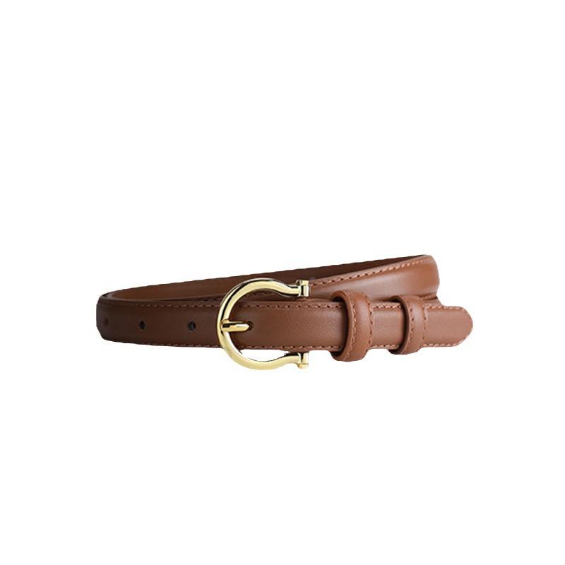 Women's Exquisite Style Genuine Leather Belt with French Gold Buckle – Versatile and Luxurious.
