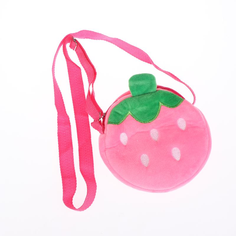 Cartoon Strawberry Plush Crossbody Bag Cute Strawberry Shoulder Bag Phone Bag Coin Pouch Wallet For Kid Adults Gift