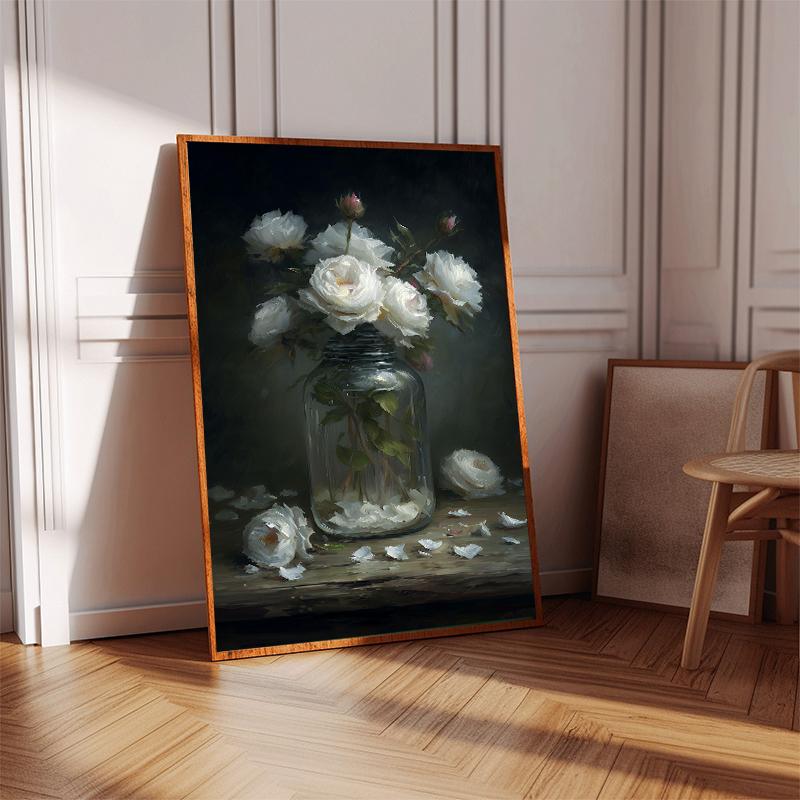Butterflies Roses Wildflower Meadow Poster Canvas Print Wall Art Moody Gothic for Living Room Home Decor Cuadros