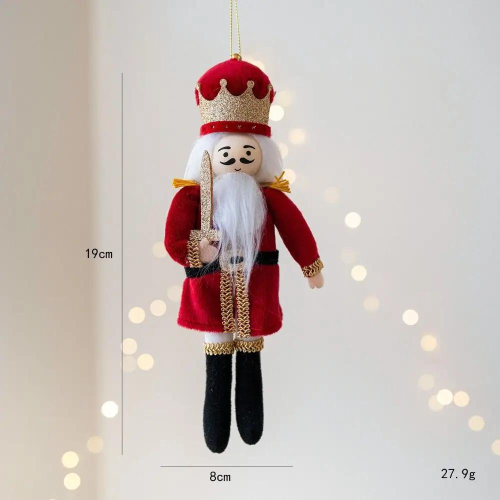 Fabric Nutcracker Soldier Pendant 19cm Red Blue Green Black Soldier Ornaments European-Style Christmas Fabric Nutcracker XMAS